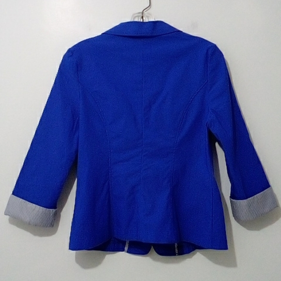 Seductions blue one button contrasting cuff fitted blazer jacket - Picture 3 of 4